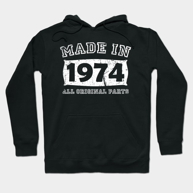 Made 1974 Original Parts Birthday Gifts distressed Hoodie by star trek fanart and more